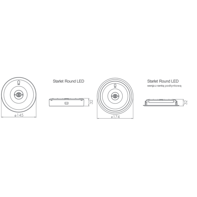 Oprawa awaryjna natynkowa Starlet Round LED SC 3W 150 SA 1h MT Czarny Intelight - 90938