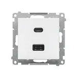 Podwójna ładowarka USB typu A+C Quick Charge Simon 55 w kolorze białym matowym, model TEC2CAQ.01/111.