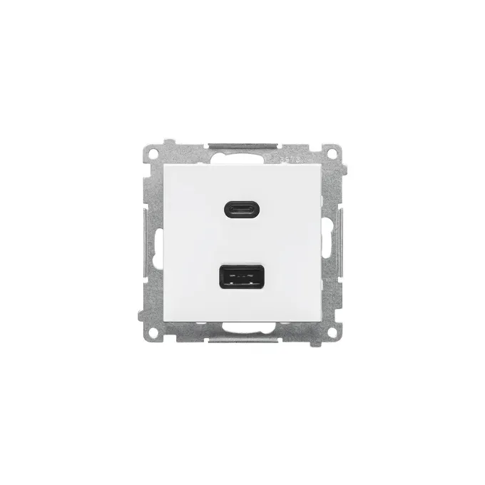 Podwójna ładowarka USB typu A+C Quick Charge Simon 55 w kolorze białym matowym, model TEC2CAQ.01/111.
