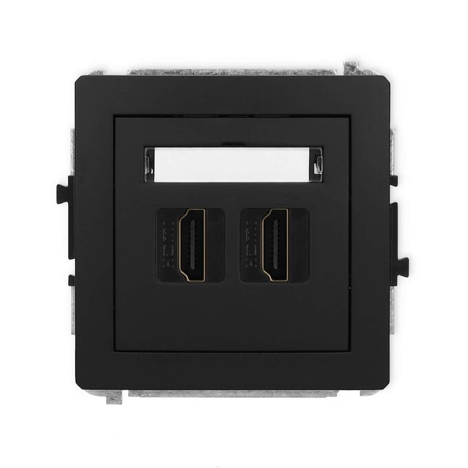 Gniazdo HDMI 2.1 podwójne (z polem opisowym) Czarny mat Karlik DECO - 12DHDMI-6