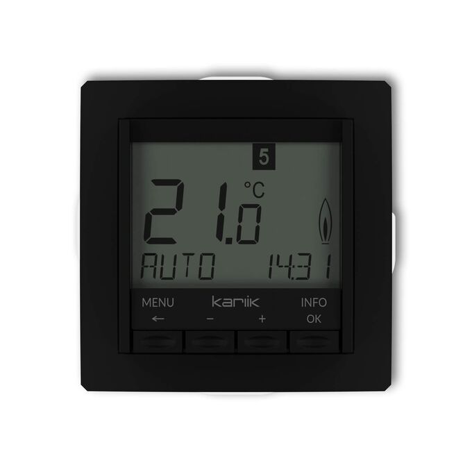 Regulator temperatury elektroniczny z czujnikiem napowietrznym Czarny mat Karlik Deco - 12DRT-3.1