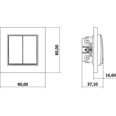 Łącznik zwierny, dwubiegunowy Taupe Karlik MINI - 60MWP-44.2