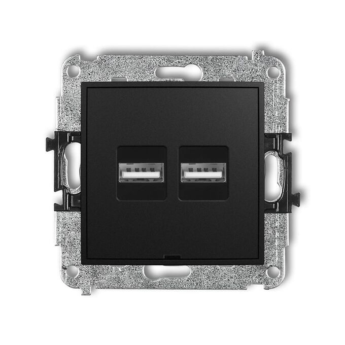 Ładowarka podwójna USB typu A+A 3.1A Czarny mat Karlik ICON - 12ICUSBBO-6