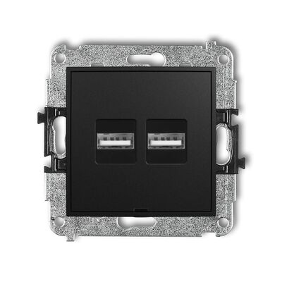 Ładowarka podwójna USB typu A+A 3.1A Czarny mat Karlik Mini - 12MCUSBBO-6