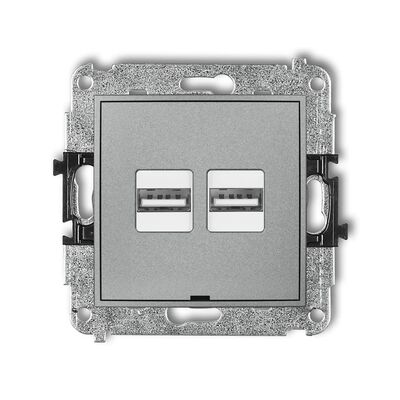 Ładowarka podwójna USB typu A+A 3.1A Srebrny metalik Karlik ICON - 7ICUSBBO-6