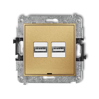 Ładowarka podwójna USB typu A+A 3.1A Złoty Karlik ICON - 29ICUSBBO-6