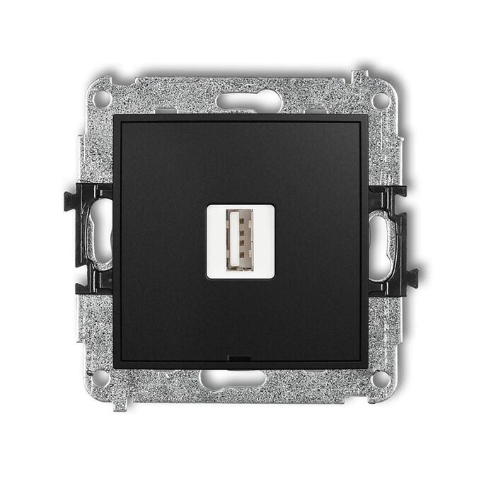 Ładowarka pojedyncza USB typu A 1A Czarny mat Karlik Mini - 12MCUSBBO-1
