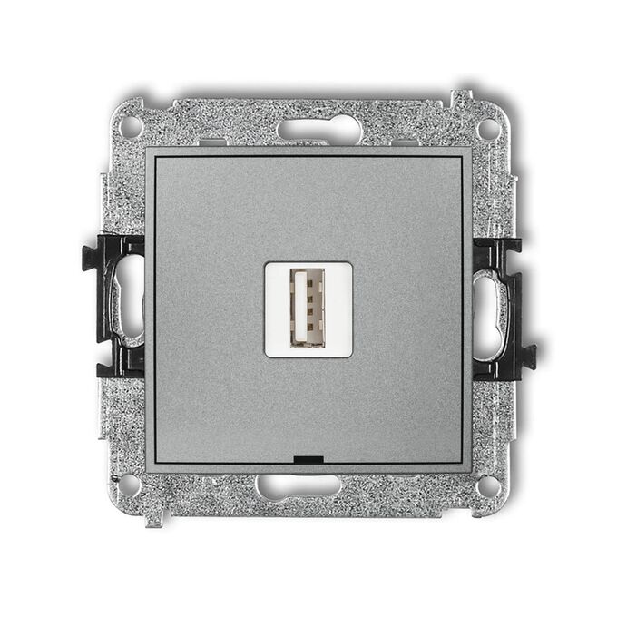 Ładowarka pojedyncza USB typu A 1A Srebrny metalik Karlik ICON - 7ICUSBBO-1