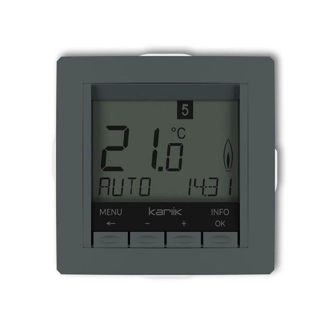 Regulator temperatury elektroniczny z czujnikiem napowietrznym Grafitowy mat Karlik Deco - 28DRT-3.1
