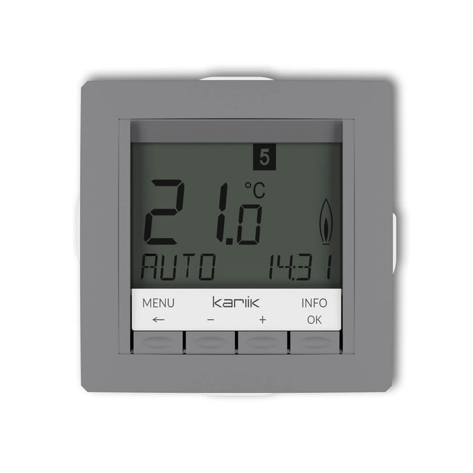 Regulator temperatury elektroniczny z czujnikiem napowietrznym Szary mat Karlik Deco - 27DRT-3.1