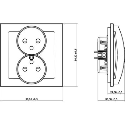 Gniazdo podwójne z uziemieniem Grafitowy - 11DGPR-2z Karlik Deco