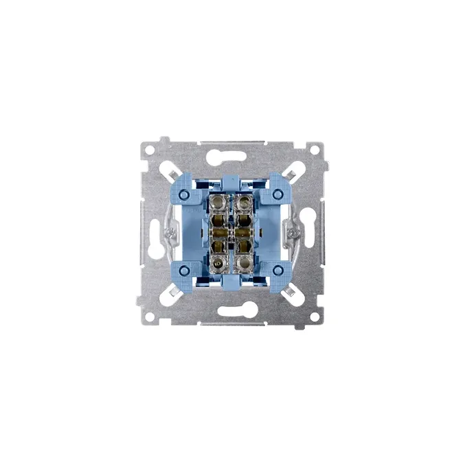 Mechanizm łącznika podwójnego świecznikowego 10AX Simon 54 marki Kontakt-Simon z szybkozłączami.
