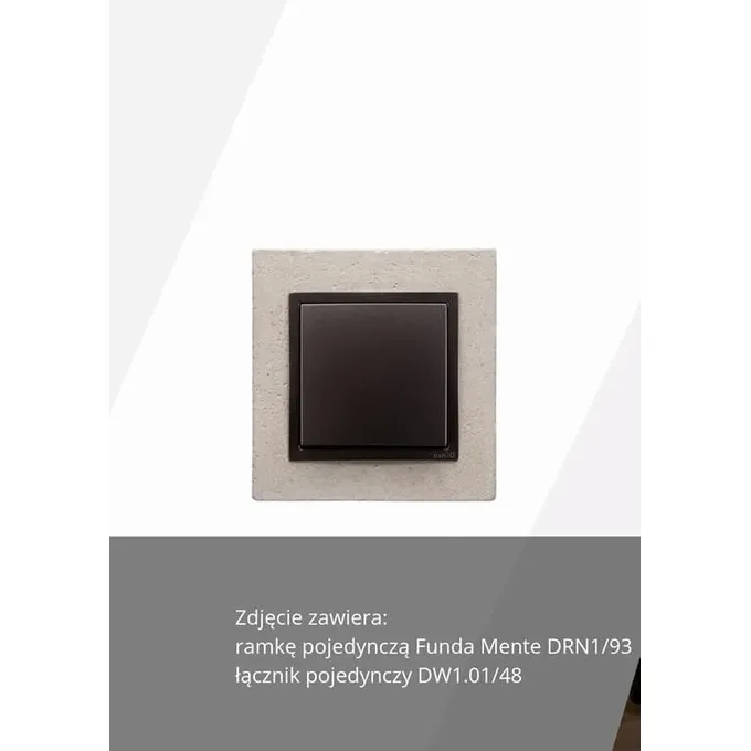 Ramka pojedyncza Beton Funda Mente Simon 54 Nature DRN1/93 z przyciskiem łącznika w kolorze grafitowym.