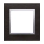 Ramka pojedyncza Inox Yin Simon 54 Nature DRN1/78 z ciemną ramką i srebrnym środkiem, producent Kontakt-Simon.