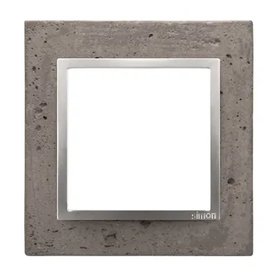 Ramka pojedyncza Simon 54 Nature w kolorze betonowym z metalicznym wykończeniem, model DRN1/96.