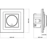 Schemat techniczny ściemniacza przyciskowo-obrotowego Karlik DECO - DRO-2 z podanymi wymiarami: 90,20x90,20 mm, głębokość 50,70 mm.