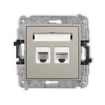 Gniazdo komputerowo-telefoniczne RJ11+RJ45, kat.5e, kolor taupe, z polem opisowym, producent Karlik