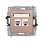 Gniazdo komputerowo-telefoniczne RJ11+RJ45, kat.5e, łososiowe, Karlik MINI - 62MGTK, z polem opisowym