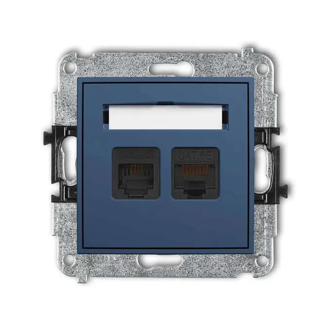 Gniazdo komputerowo-telefoniczne RJ11+RJ45, kat.5e (z polem opisowym) Navy blue Karlik MINI - 64MGTK