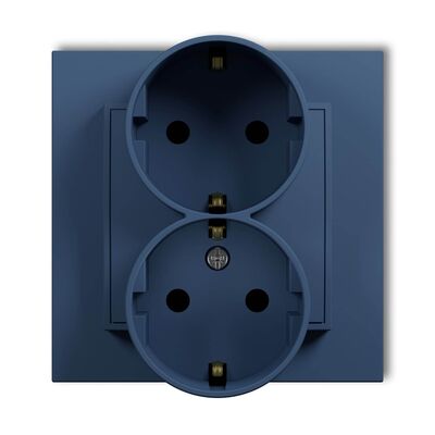 Gniazdo podwójne Schuko 2x(2P+Z) z przesłonami (monoblok) Navy blue Karlik MINI - 64MGP-2sp