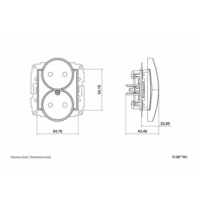 Gniazdo podwójne bez uziemienia Taupe Karlik ICON - 60IGPR-2