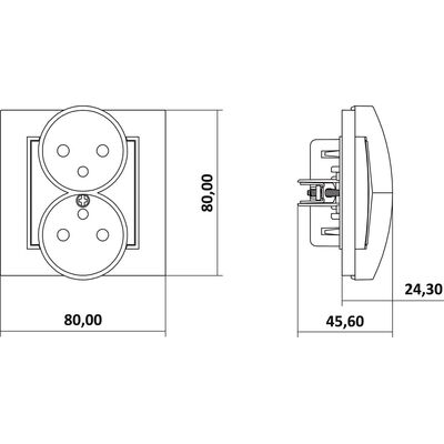 Gniazdo podwójne bez uziemienia Terakota Karlik MINI - 63MGPR-2