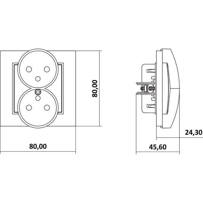 Gniazdo podwójne bez uziemienia Terakota Karlik MINI - 63MGPR-2