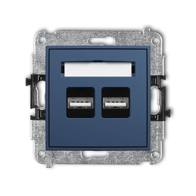 Ładowarka podwójna USB typu A+A 3.1A (z polem opisowym) Navy blue Karlik MINI - 64MCUSB-6