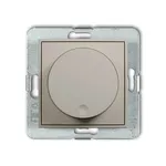 Ściemniacz przyciskowo-obrotowy Karlik ICON Taupe 60IRO-2 do lamp LED, z metalowym stelażem.