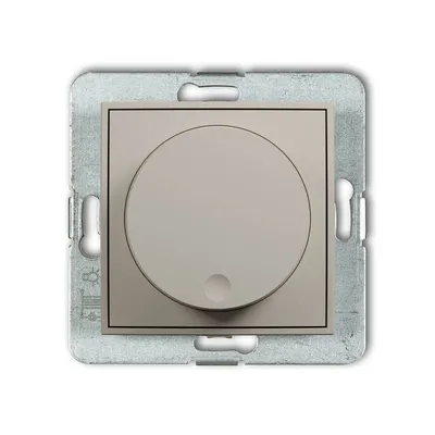Ściemniacz przyciskowo-obrotowy Karlik ICON w kolorze Taupe, model 60IRO-1, z metalowym stelażem.