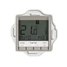 Elektroniczny regulator temperatury Karlik ICON Taupe z niebieskim podświetleniem, wyświetlający aktualną temperaturę 21.0°C i tryb AUTO.