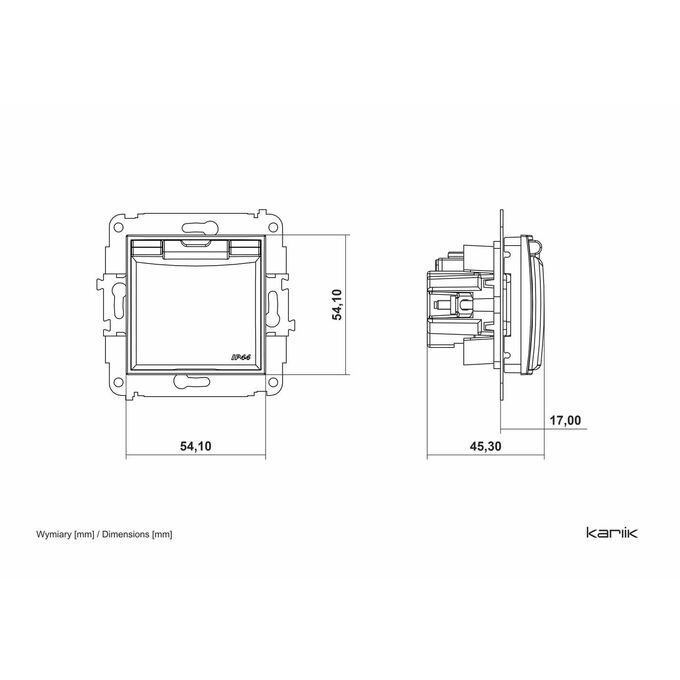 Gniazdo bryzgoszczelne IP-44 Szałwiowy, klapka dymna z przesłonami Karlik ICON - 61IGPB-1zdp