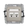 Gniazdo komputerowe podwójne RJ45 kat.6a (z polem opisowym) Taupe Karlik ICON - 60IGK-8