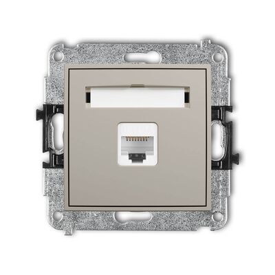 Gniazdo komputerowe pojedyncze RJ45 kat.6a (z polem opisowym) Taupe Karlik ICON - 60IGK-7