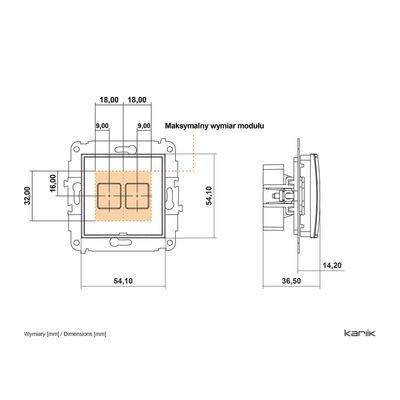 Ładowarka podwójna USB typu A+A 3.1A Łososiowy Karlik ICON - 62ICUSBBO-6