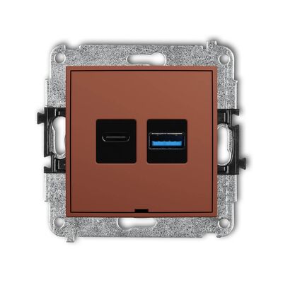 Ładowarka podwójna USB typu A+C Quick Charge 3.1A Terakota Karlik ICON - 63ICUSBBO-8