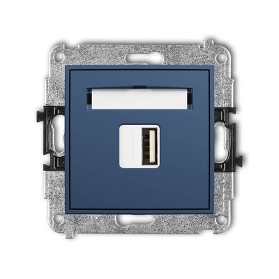 Ładowarka pojedyncza USB typu A 1A (z polem opisowym) Navy blue Karlik ICON - 64ICUSB-1