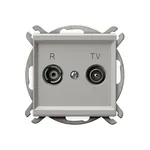 Gniazdo antenowe RTV przelotowe 16dB Ospel Sonata GPA-16RP/m/82, kolor kaszmir, z dwoma gniazdami R i TV.