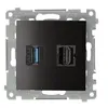 Gniazdo HDMI 1.4 + USB 3.0 Antracyt Simon 54 - DGHDUSB3.01/48