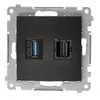 Gniazdo HDMI 1.4 + USB 3.0 Czarny mat Simon 54 - DGHDUSB3.01/49