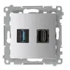 Gniazdo HDMI 1.4 + USB 3.0 Srebrny mat Simon 54 - DGHDUSB3.01/43