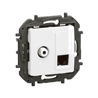 Gniazdo komputerowo-antenowe typu F + RJ45 kat. 6 UTP Biały Legrand Nowe Niloe - NP493WH