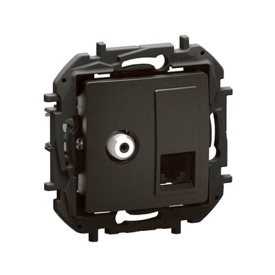 Gniazdo komputerowo-antenowe typu F + RJ45 kat. 6 UTP Czarny Legrand Nowe Niloe - NP493BK