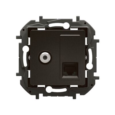 Gniazdo komputerowo-antenowe typu F + RJ45 kat. 6 UTP Czarny Legrand Nowe Niloe - NP493BK