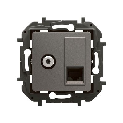 Gniazdo komputerowo-antenowe typu F + RJ45 kat. 6 UTP Stalowy Legrand Nowe Niloe - NP493MG
