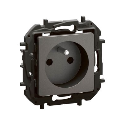 Gniazdo pojedyncze z uziemieniem (zaciski śrubowe) Stalowy Legrand Nowe Niloe - NP3101MG