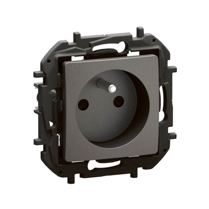 Gniazdo pojedyncze z uziemieniem (zaciski śrubowe) Stalowy Legrand Nowe Niloe - NP3101MG