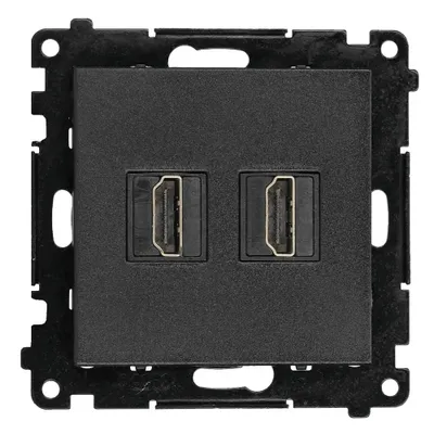 Podwójne gniazdo HDMI 2.1 w kolorze czarny mat z serii Simon 55, producent Kontakt-Simon.