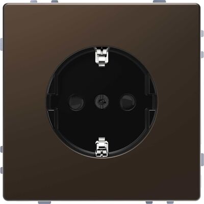 Gniazdo pojedyncze z uziemieniem Schuko z przesłonami (zaciski śrubowe) Mocca Merten System D - MEG2400-6052