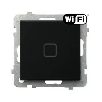 Łącznik dotykowy jednobiegunowy Ospel Sonata Touch z Wi-Fi, czarne szkło szronione, model ŁPDT-1RS/m/79.